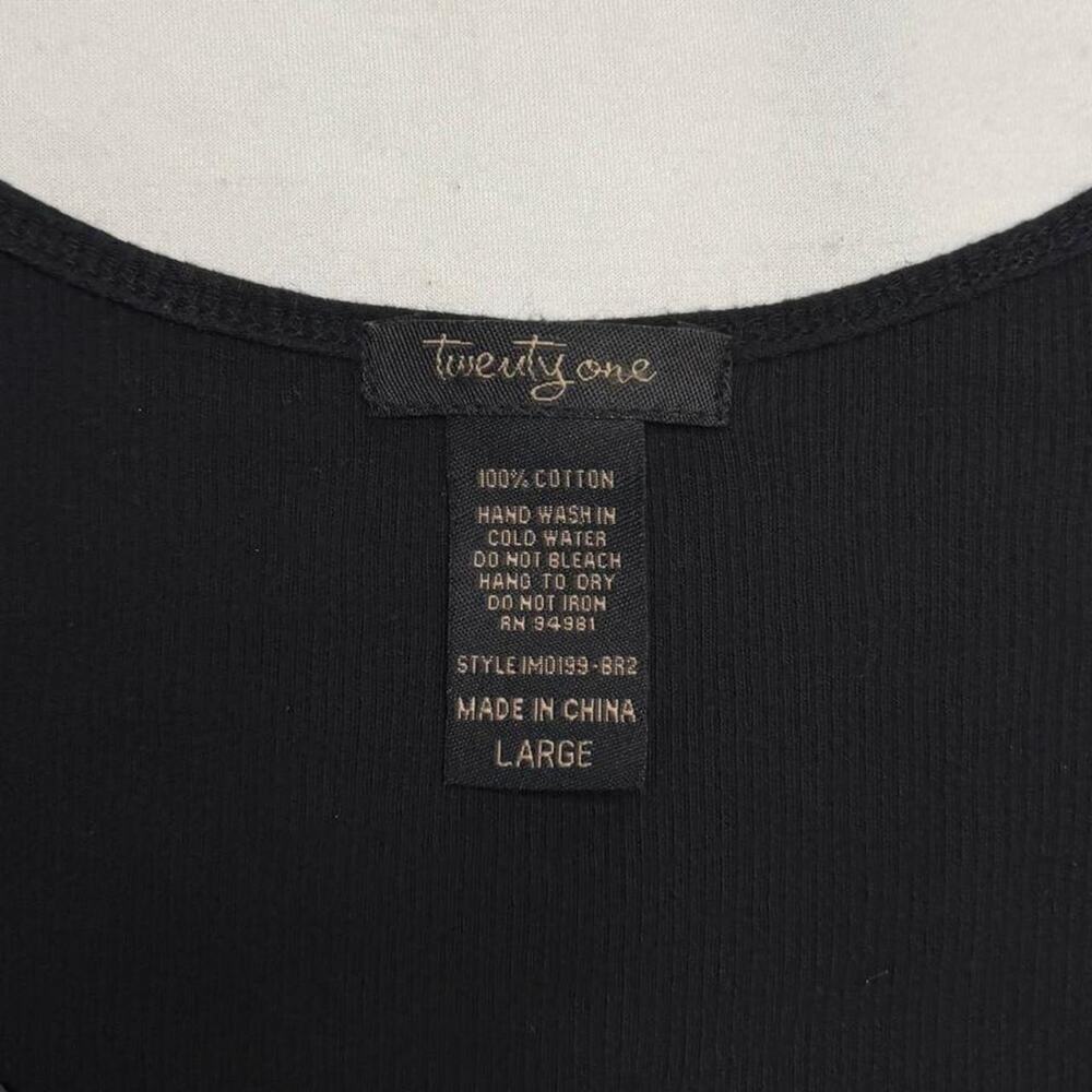 Y2K 2000s Black beaded cotton tank top rhinestone along the neckline size L - Picture 4 of 8